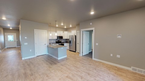 kitchen and living room