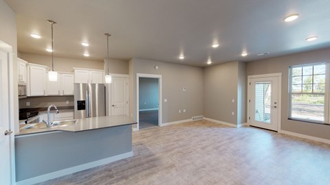 kitchen and living room