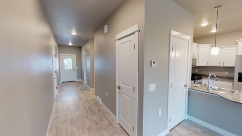 hallway and kitchen