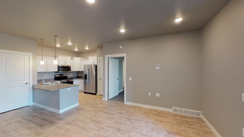 kitchen and living room