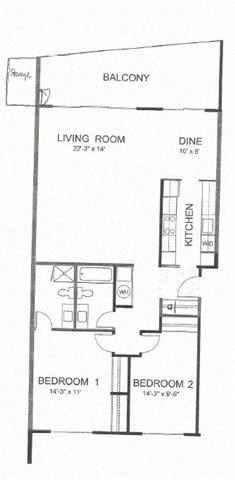 B Floor Plan B Floor Plan at Parkview Apartments, Boise