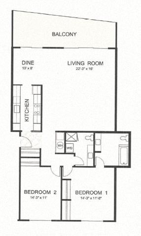 D Floor Plan D Floor Plan at Parkview Apartments, Boise, ID, 83706