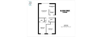 2 bedroom, 1 bathroom,North Side, end of the hallway
