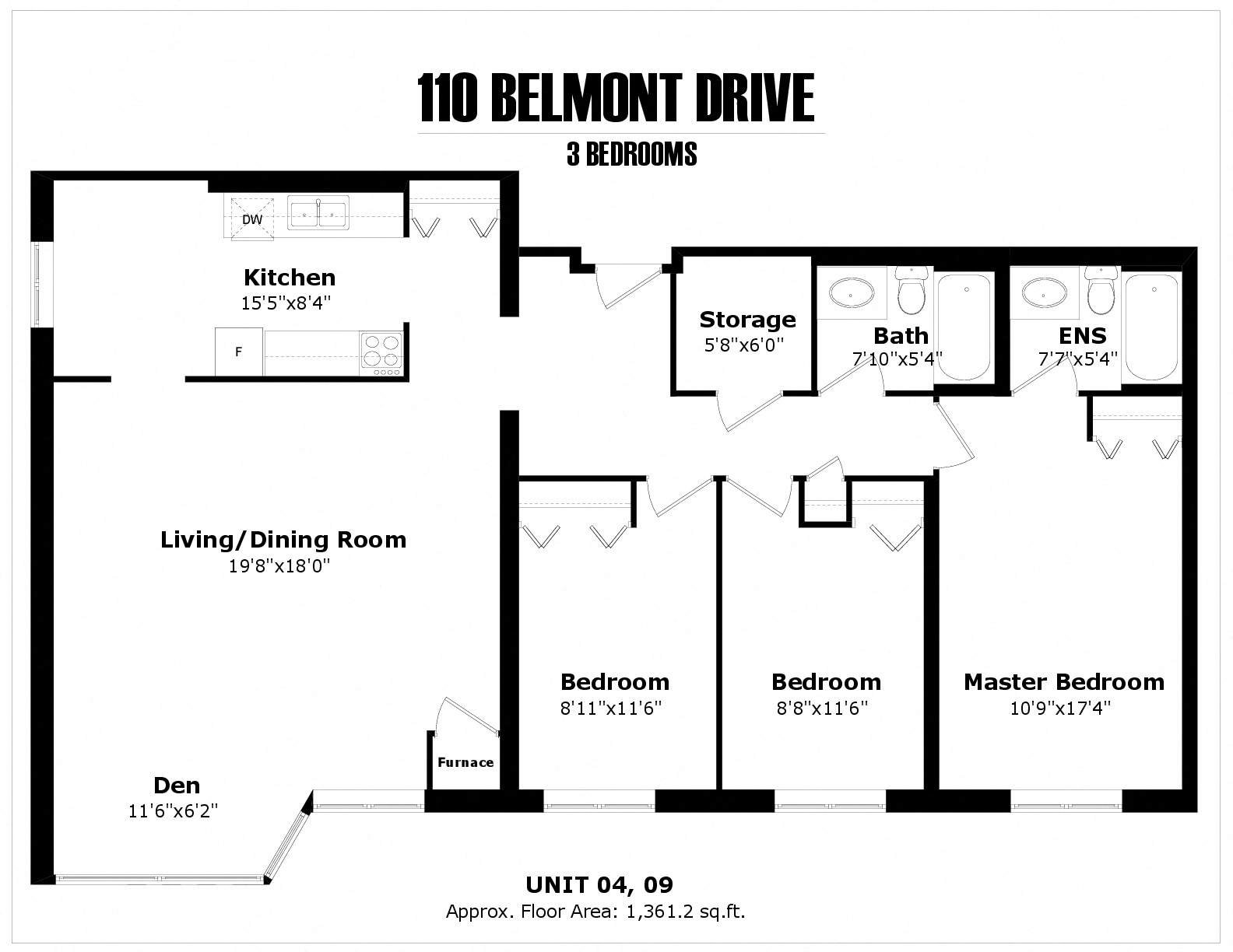 3 bedroom, 2 bath, with solarium