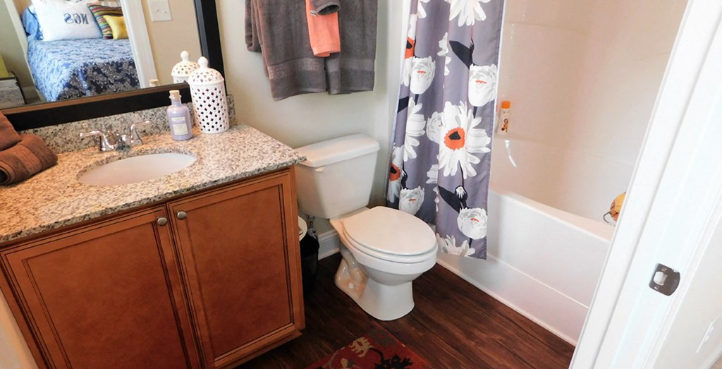 a bathroom with a toilet and a sink and a shower curtain