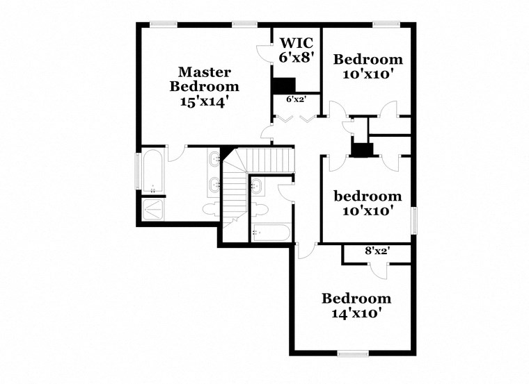 a floor plan of a house with an open concept floor plan with a master bedroom