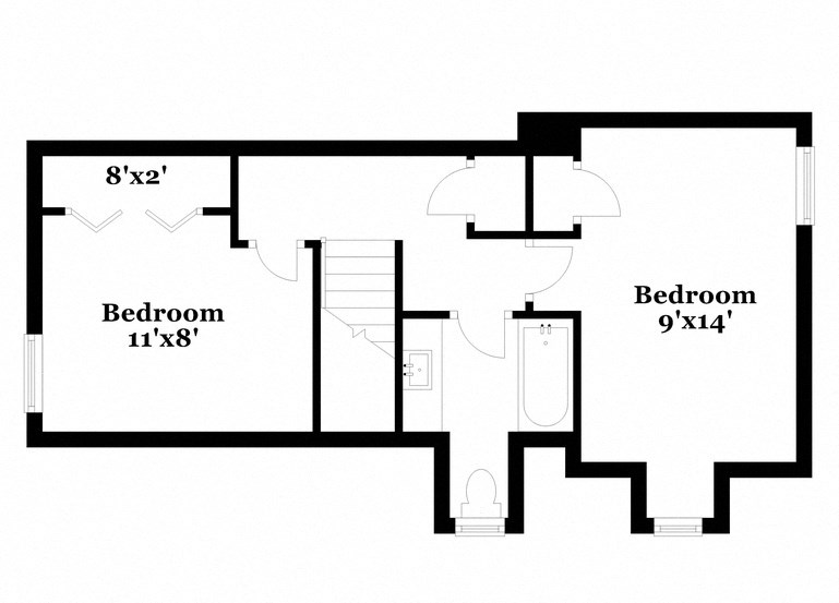 a floor plan of a house with a bedroom and a kitchen and a living room