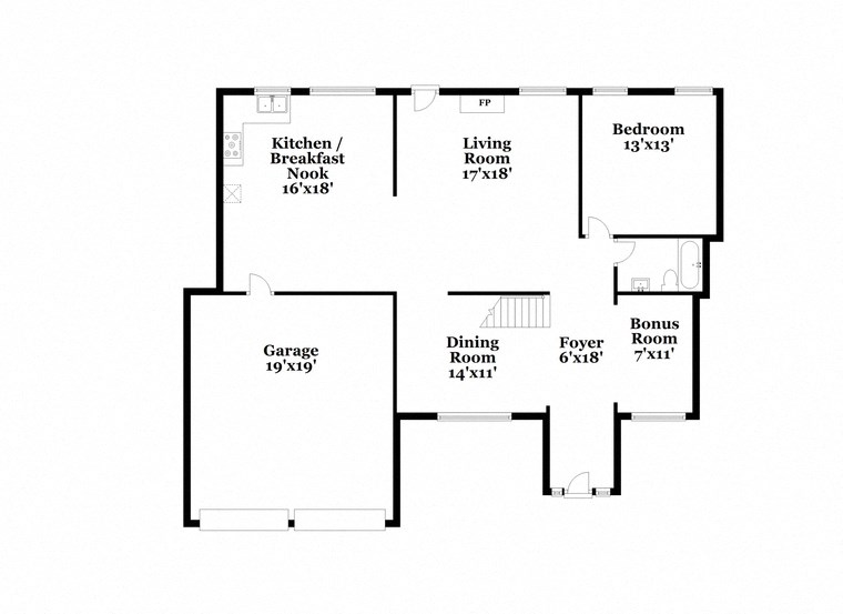 a floor plan of a house with two bedrooms and a living room