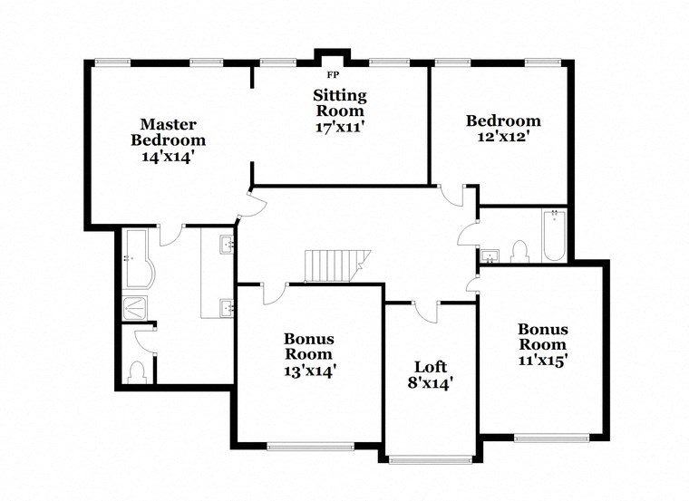 a floor plan of a house with bedrooms and a bonus room