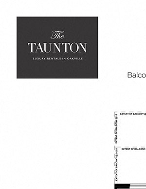 One bedroom, one bathroom apartment layout at The Taunton in Oakville, ON