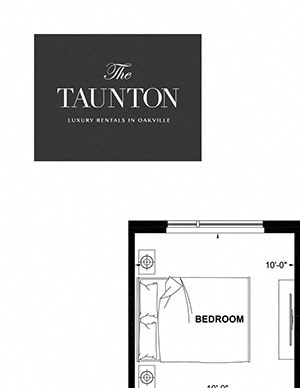 Two bedroom, two bathroom apartment layout at The Taunton in Oakville, ON