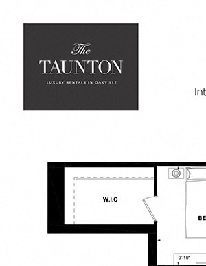 Two bedroom, two bathroom apartment layout at The Taunton in Oakville, ON