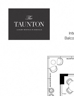 Two bedroom, two bathroom apartment layout at The Taunton in Oakville, ON