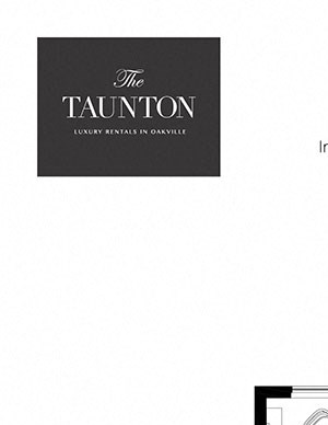 Two bedroom, two bathroom apartment layout at The Taunton in Oakville, ON