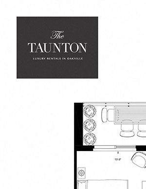 Two bedroom, two bathroom apartment layout at The Taunton in Oakville, ON