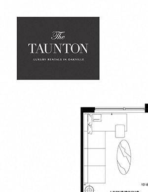 Two bedroom, two bathroom apartment layout at The Taunton in Oakville, ON