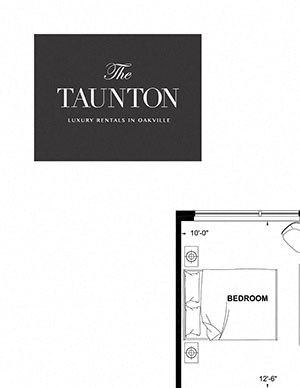 Two bedroom, two bathroom apartment layout at The Taunton in Oakville, ON