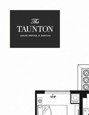 Two bedroom, two bathroom apartment layout at The Taunton in Oakville, ON