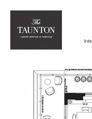 Two bedroom, two bathroom apartment layout at The Taunton in Oakville, ON
