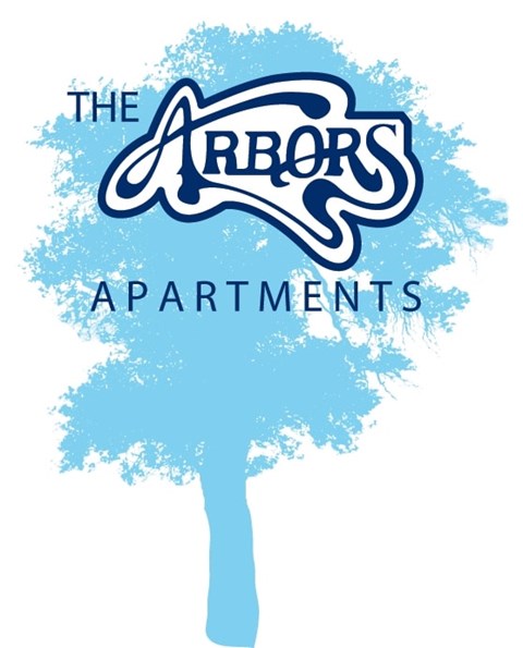 The Arbor Apartments logo with a tree.