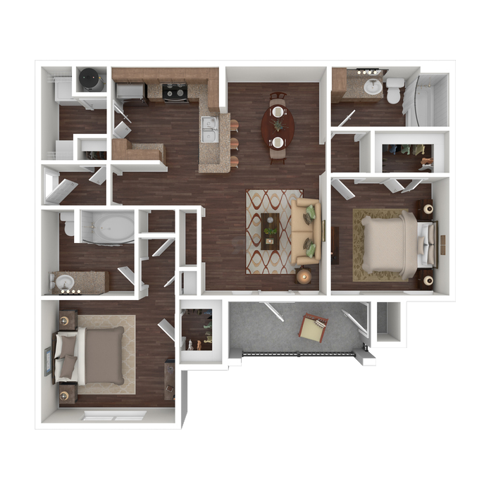 2 bedroom 2 bath Floor Plan