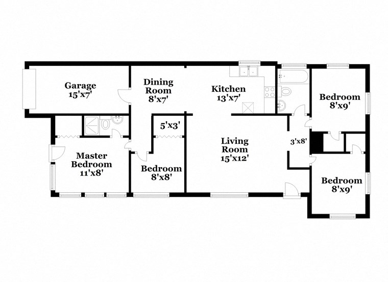a floor plan of a house with bedrooms and a living room