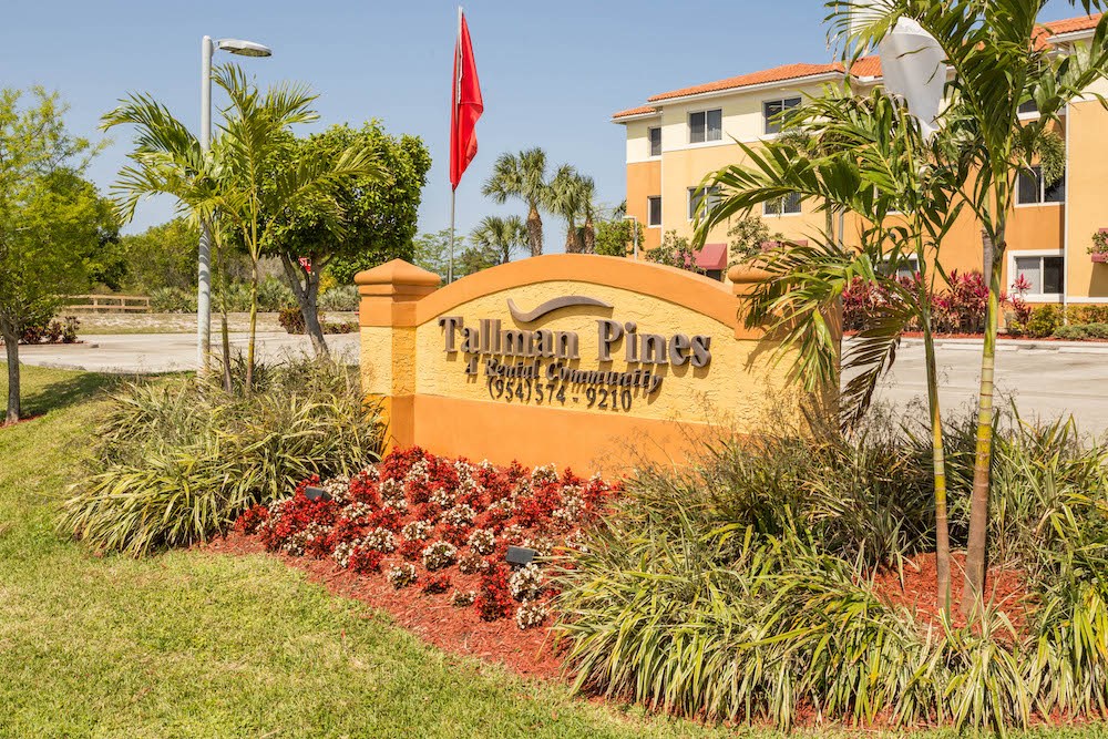 welcome signage at Tallman Pines Apartments