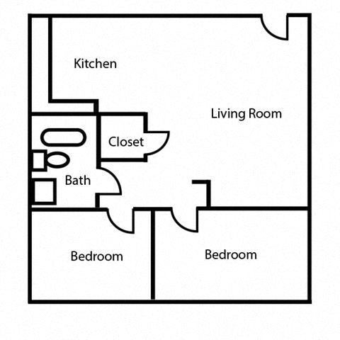 2 Bedroom 1 Bath 2B