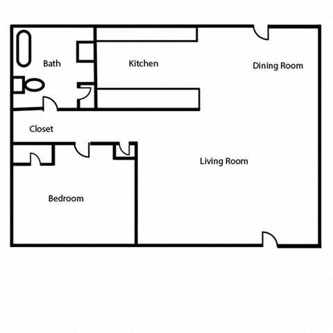 One Bed One Bath 672 Square Feet