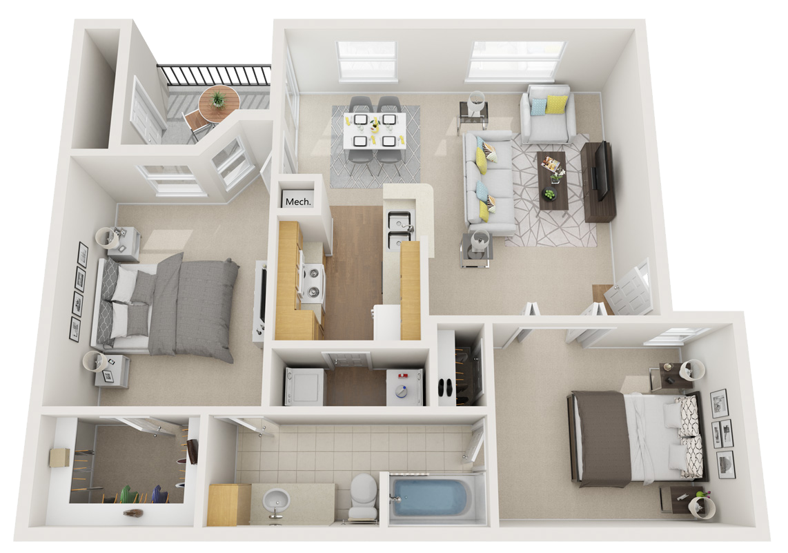 Deer Cross Apartments Lufkin TX Everglade Floor Plan