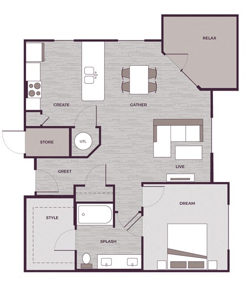 A1 Floor Plan at The Aster Apartments, North Carolina, 27519