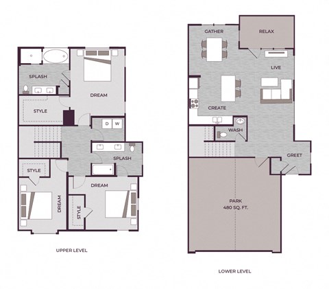 T2 Floor Plan at The Aster Apartments, North Carolina