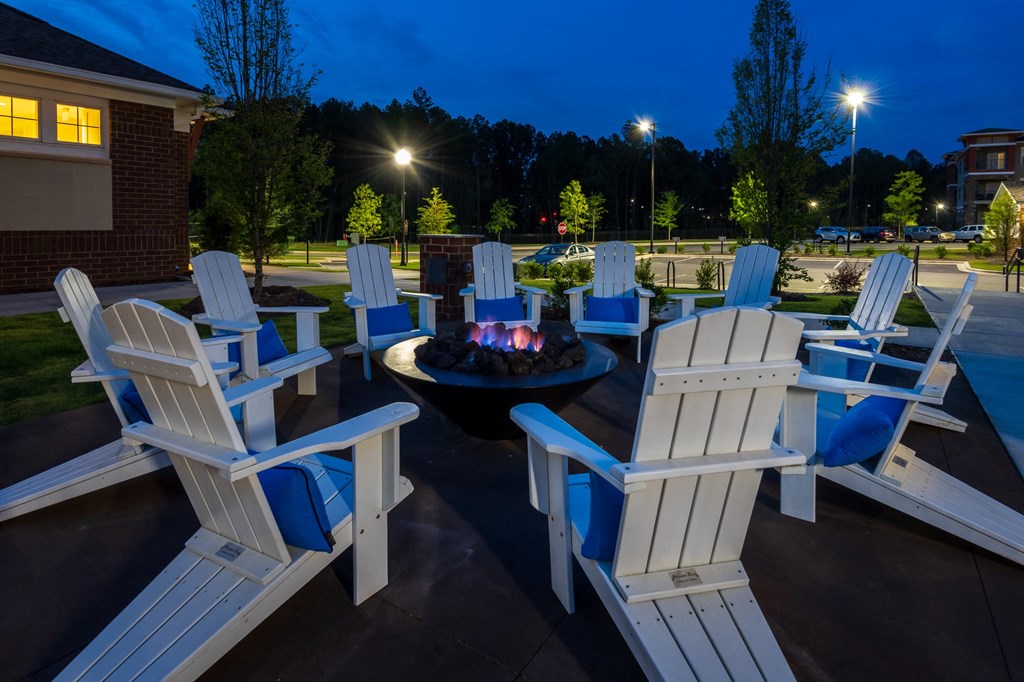 Outdoor Fireplace at The Aster Apartments, Cary, 27519