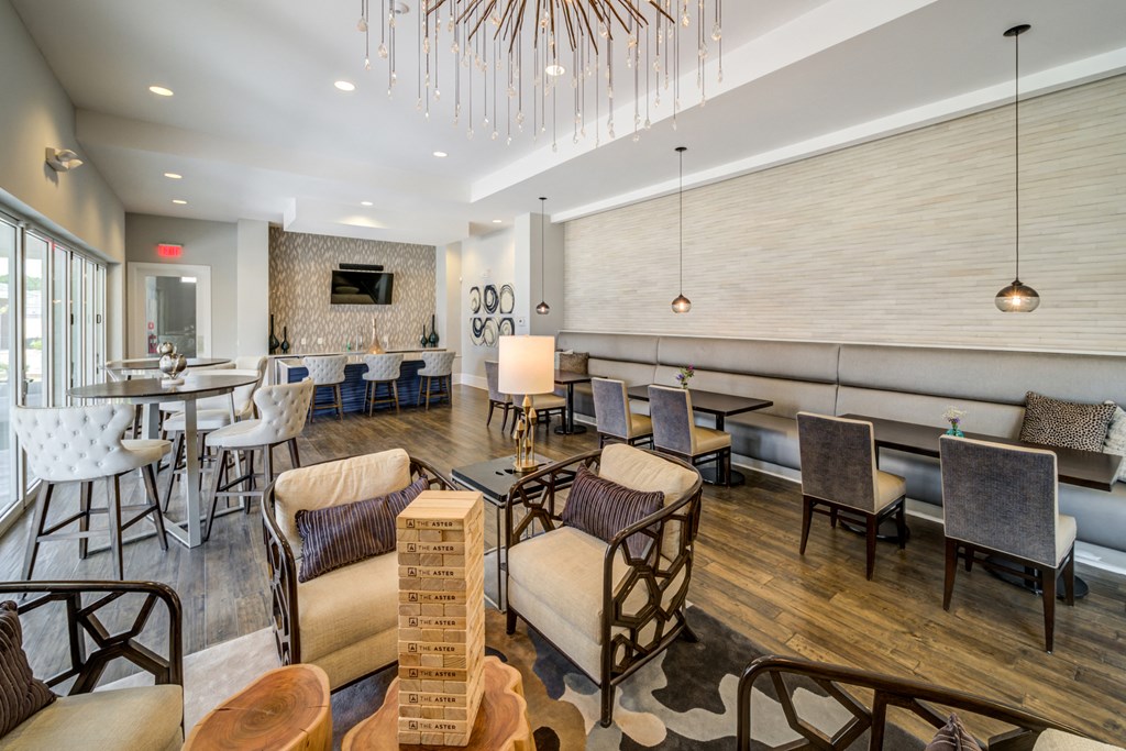 A Clubhouse With Sliding Glass Door at The Aster Apartments, North Carolina, 27519