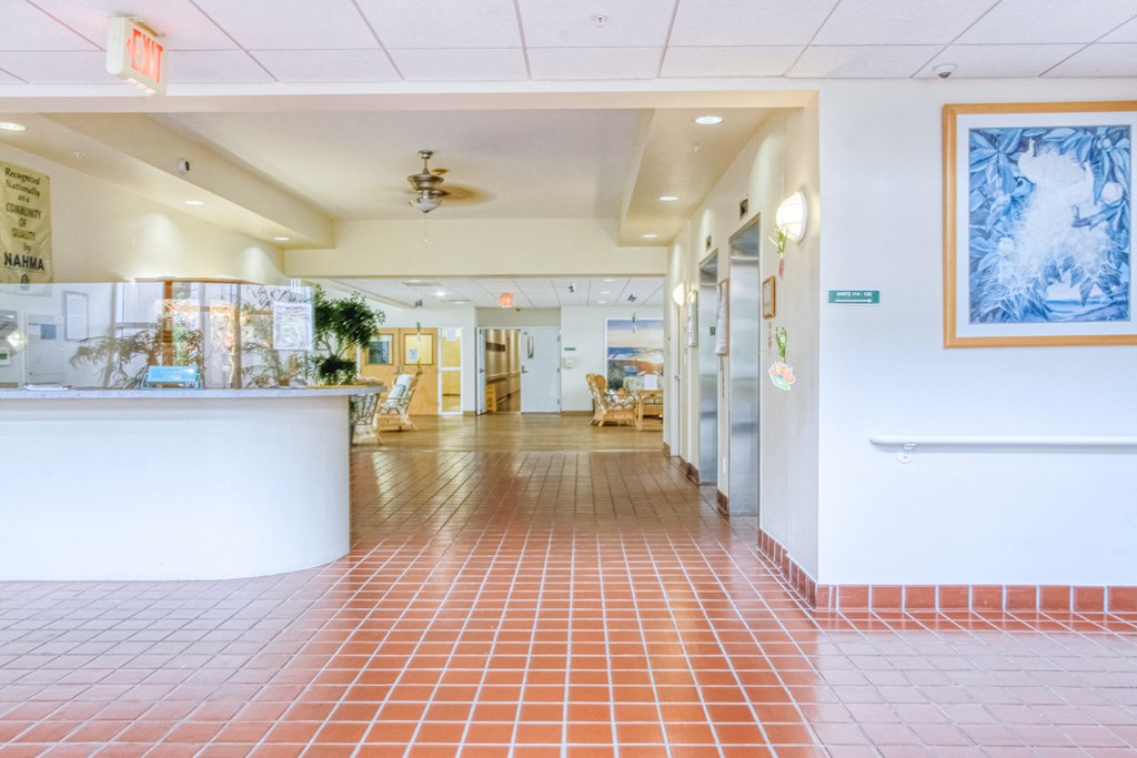 reception area in lobby of Villa Madonna