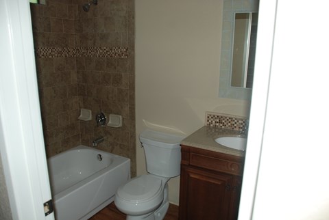 a bathroom with a tub toilet and sink
