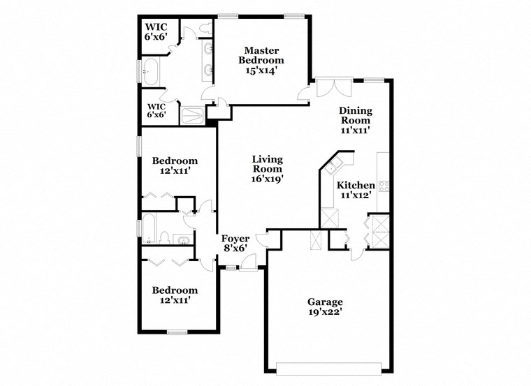 a floor plan of a house with a combination of bedrooms and a living room