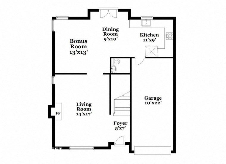 a floor plan of a house with a bedroom and a living room