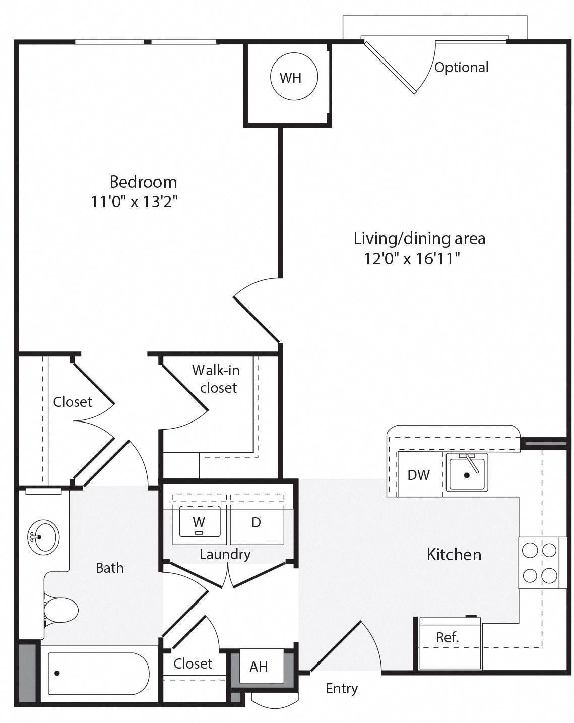 1B/1C Floorplan at The Flats at Wheaton Station Apartments