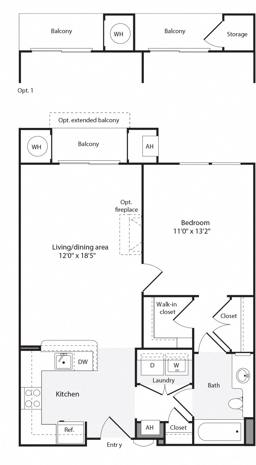 1G/1H Floorplan at The Flats at Wheaton Station Apartments