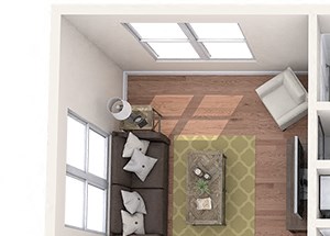 Hayes House - A3 - 1 bedroom and 1 bath - 3D Hayes House - A3 - 1 bedroom and 1 bath - 3D