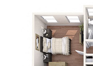 Hayes House - A5b - 1 bedroom and 1 bath - 3D Hayes House - A5b - 1 bedroom and 1 bath - 3D