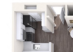 Hayes House - B1 - 2 bedroom and 1 bath - 3D Hayes House - B1 - 2 bedroom and 1 bath - 3D