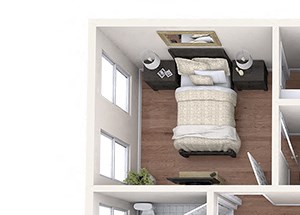 Hayes House - B2 - 2 bedroom and 2 bath - 3D Hayes House - B2 - 2 bedroom and 2 bath - 3D