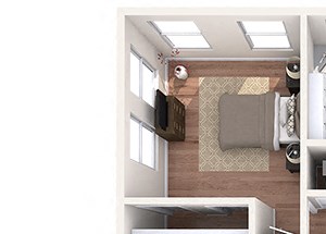 Hayes House - B3 - 2 bedroom and 2 bath - 3D Hayes House - B3 - 2 bedroom and 2 bath - 3D