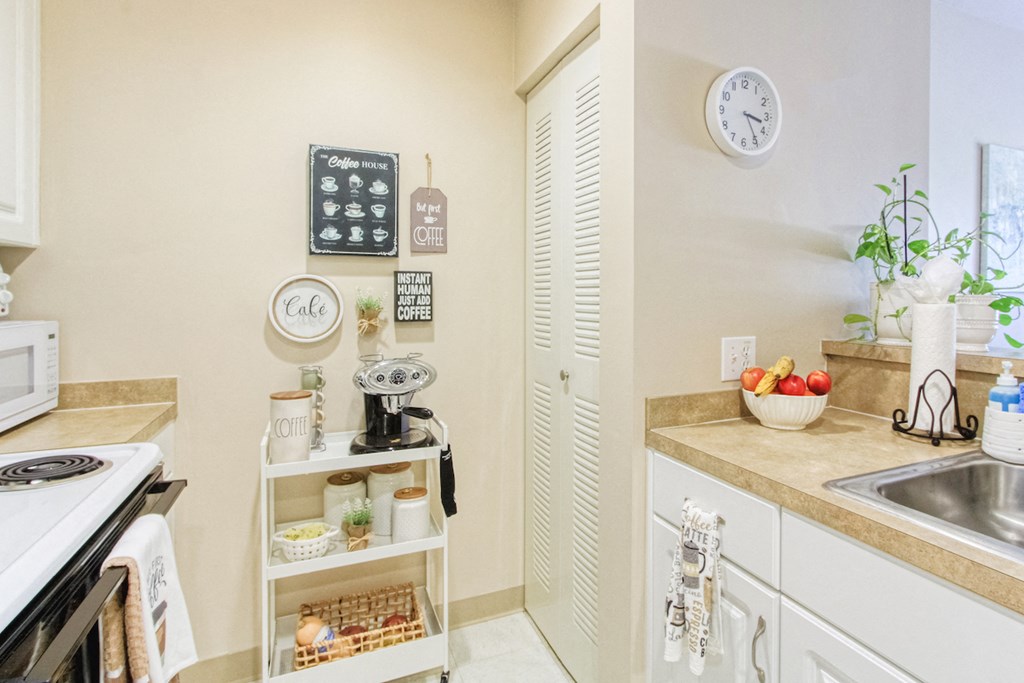 ample counter space beside stainless steel sink