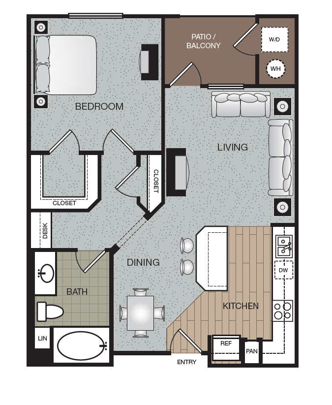 Chic 1 Bed 1 Bath Floorplan at Enclave at Warner Center, Woodland Hills, California