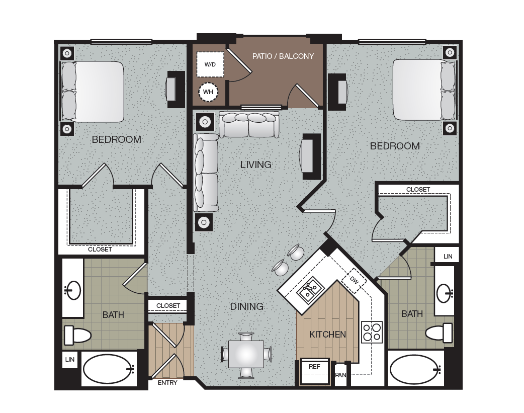 Cosmo 2 Bed 2 Bath Floorplan at Enclave at Warner Center, 6710 Variel Ave