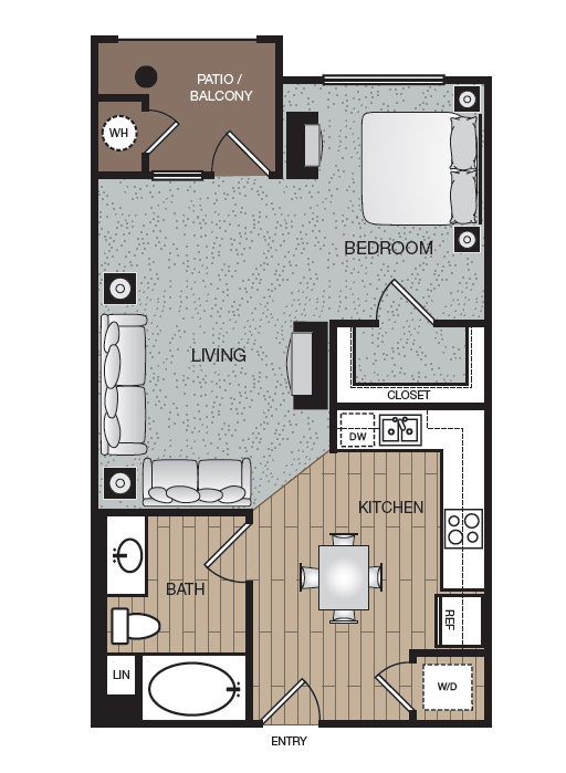 Mod Studio Floor Plan at  Enclave at Warner Center, 6710 Variel Ave, CA