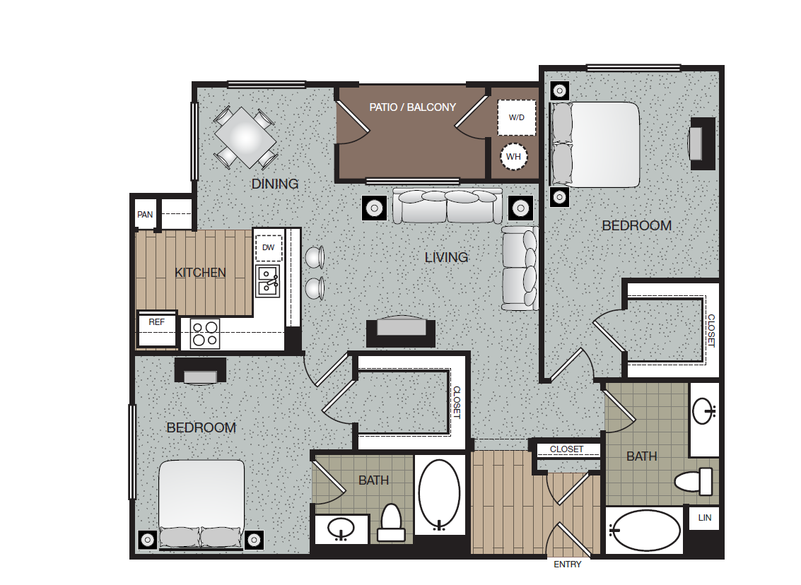 Trend 2 Bed 2 Bath Floorplan at Enclave at Warner Center, 6710 Variel Ave, CA